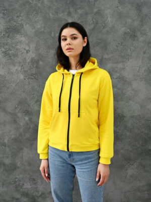 Женское худи на молнии - желтый