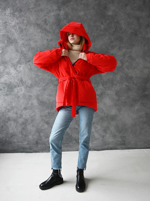 Женская зимняя куртка - красный — изображение 4