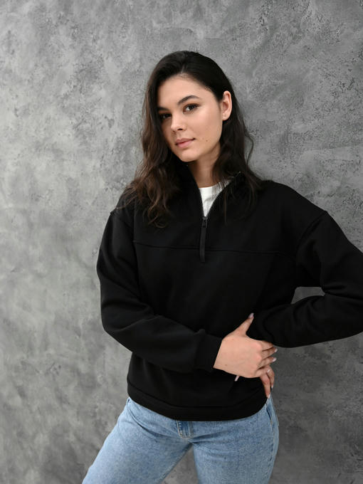 Женская кофта с молнией - черный — изображение 3