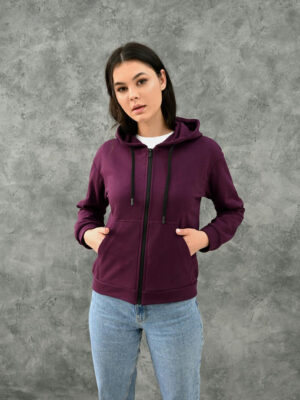Женское худи на молнии - бордовый