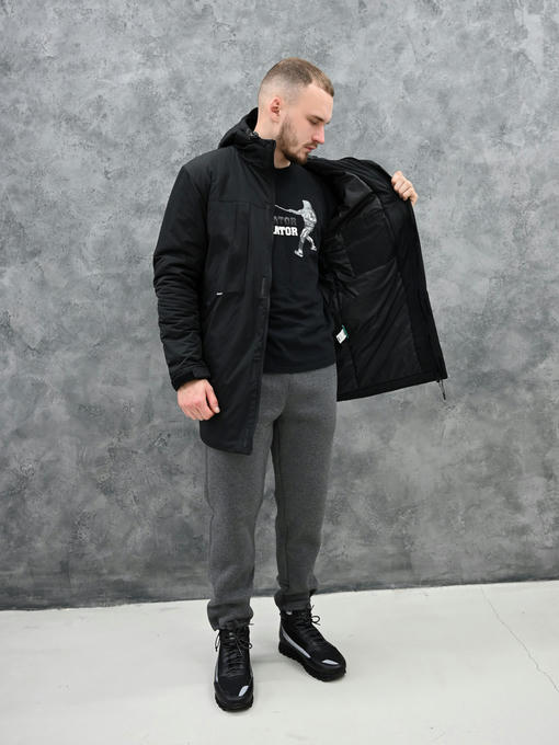 Демисезонная мужская парка - черный — изображение 7