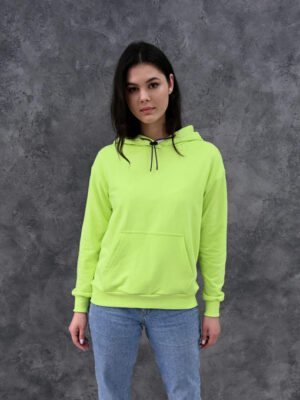 Женское худи с рефлективным шнурком - салатовый