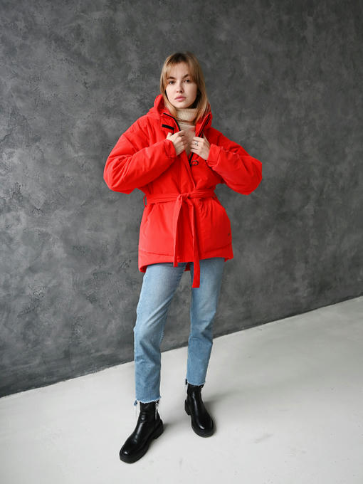Женская зимняя куртка - красный — изображение 7