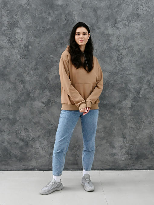 Женское худи с рефлективным шнурком - темно-бежевый — изображение 7