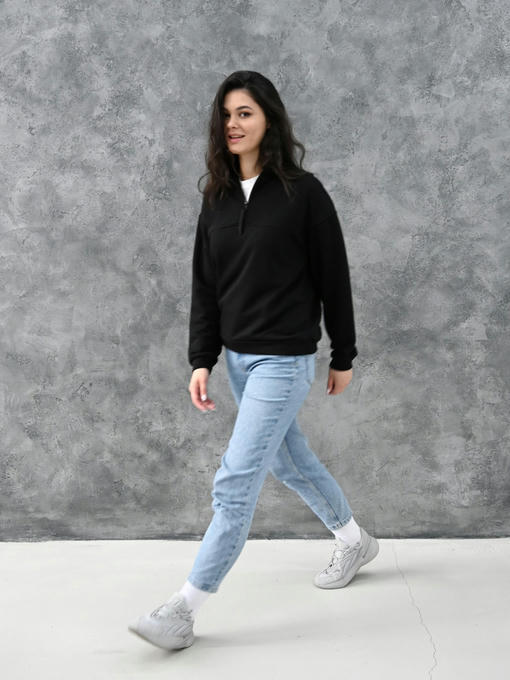 Женская кофта с молнией - черный — изображение 8