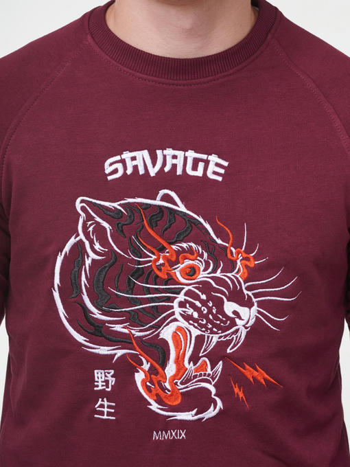 Свитшот с вышитым тигром - марсала — изображение 2