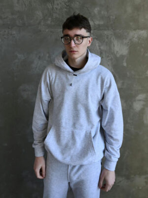 Мужское худи OVERSIZE + paracord - светло-серый меланж