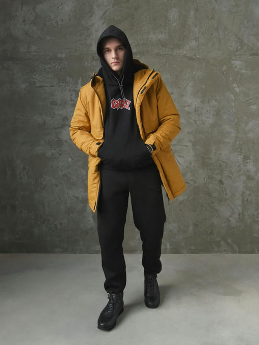 Мужская зимняя парка - горчичный — изображение 4