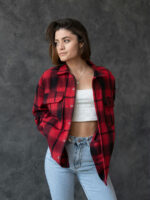 Рубашка-куртка - красная клетка
