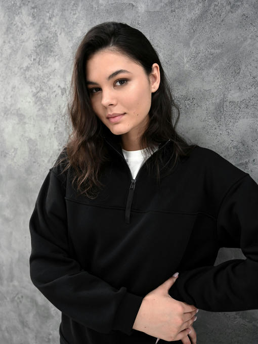 Женская кофта с молнией - черный — изображение 4