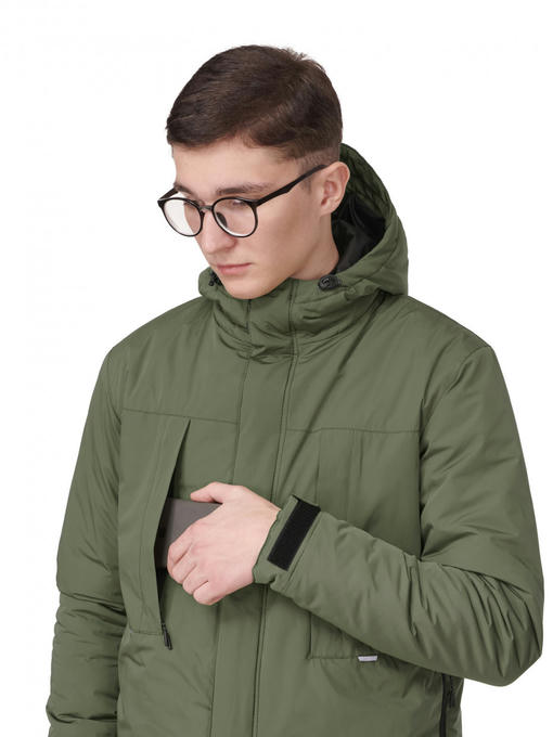 Демисезонная мужская парка - хаки — изображение 12