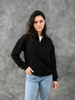 Женская кофта с молнией - черный