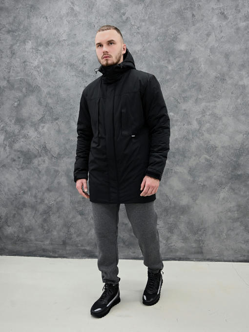 Демисезонная мужская парка - черный — изображение 4