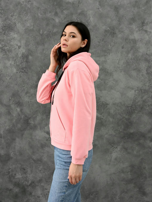 Женское худи на молнии - нежно-розовый — изображение 3