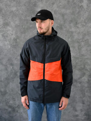 Ветровка с мембраной - графит-оранжевый