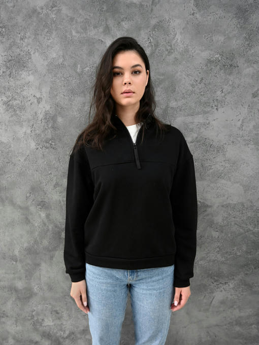 Женская кофта с молнией - черный — изображение 2