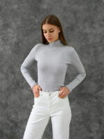 Гольф в рубчик - серый меланж