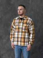 Рубашка-куртка - бело-горчичная клетка