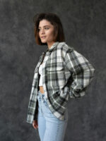 Рубашка-куртка - бело-зеленая клетка