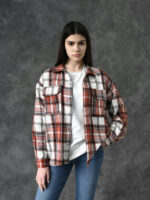 Рубашка-куртка - бело-коричневая клетка