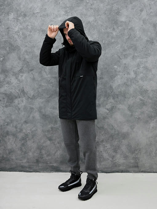 Демисезонная мужская парка - черный — изображение 3