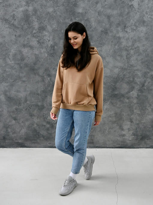 Женское худи с рефлективным шнурком - темно-бежевый — изображение 6