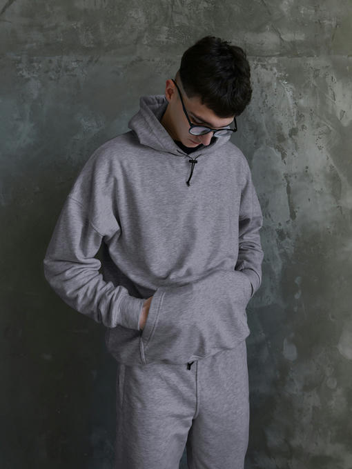 Мужское худи OVERSIZE + paracord - темно-серый меланж