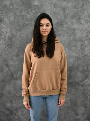 Женское худи с рефлективным шнурком - темно-бежевый