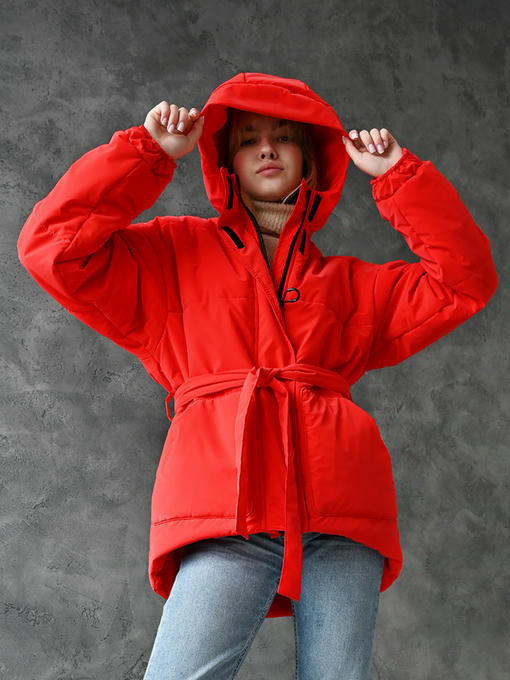 Женская зимняя куртка - красный — изображение 9