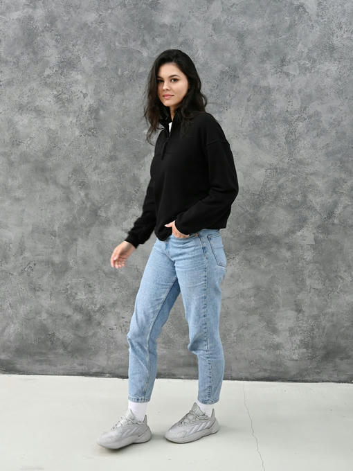 Женская кофта с молнией - черный — изображение 7