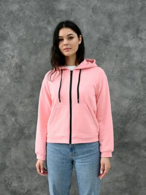 Женское худи на молнии - нежно-розовый