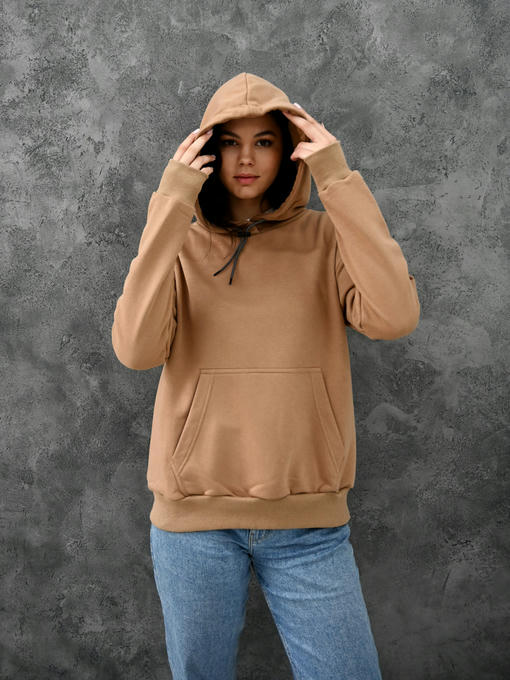 Женское худи с рефлективным шнурком - темно-бежевый — изображение 4