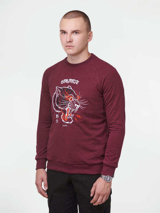 Свитшот с вышитым тигром - марсала — изображение 3