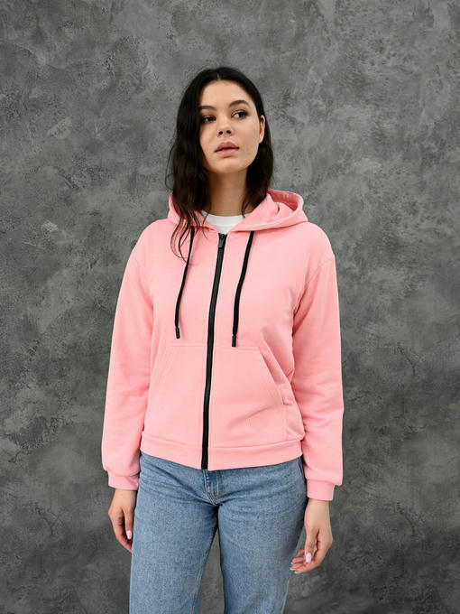 Женское худи на молнии - нежно-розовый — изображение 2