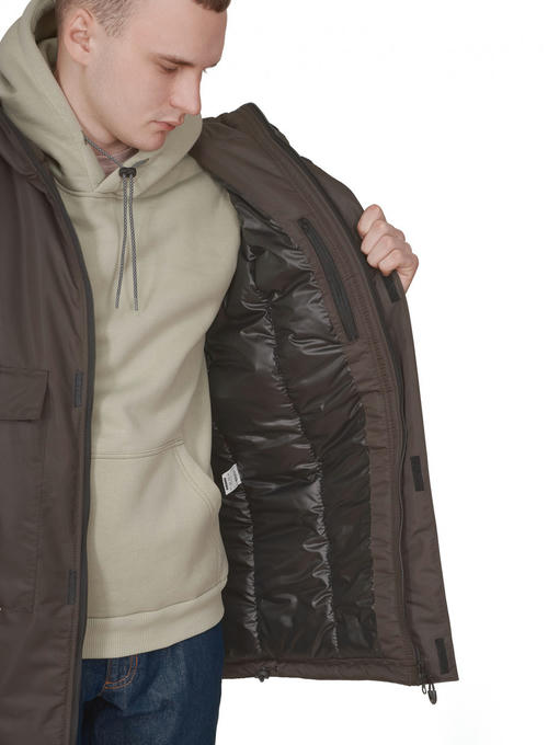 Мужская зимняя парка - темно-коричневый — изображение 5