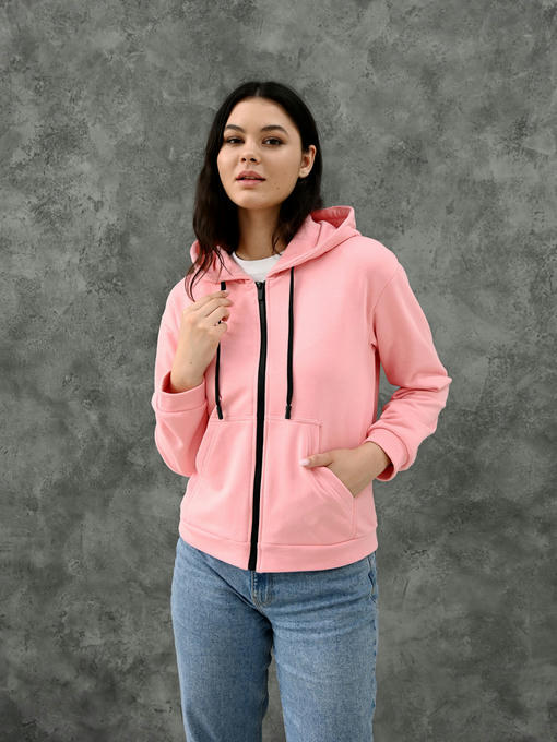 Женское худи на молнии - нежно-розовый — изображение 5