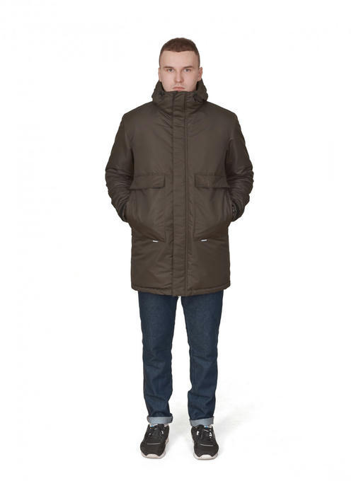 Мужская зимняя парка - темно-коричневый — изображение 2