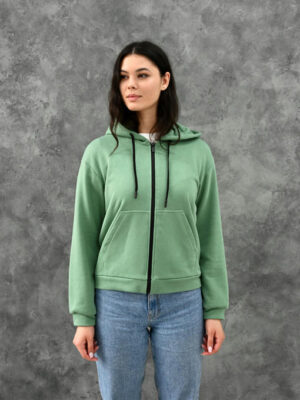 Женское худи на молнии - мятный