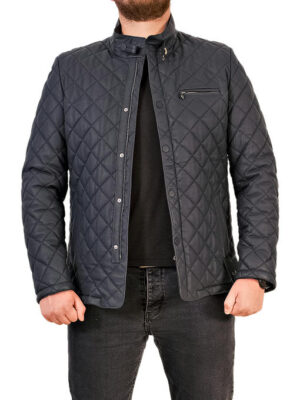 Мужская кожаная куртка Lacivert Tafta