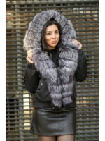 Бомбер женский с мехом чернобурки