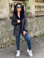 Дубленка женская с капюшоном