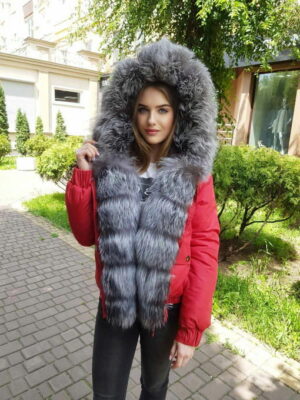 Бомбер женский с мехом чернобурки