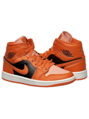 Кроссовки женские Jordan 1 Mid Orange Black (DM3381-600)