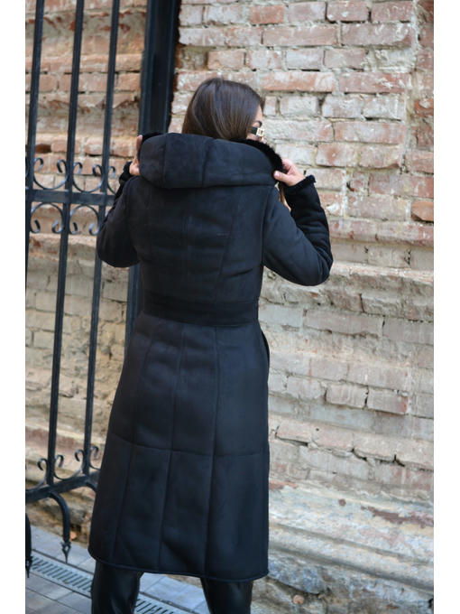 Зимняя дубленка черная — изображение 4