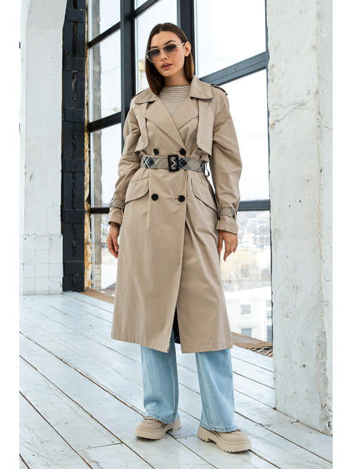 Демисезонный тренч бежевый + черный — изображение 3