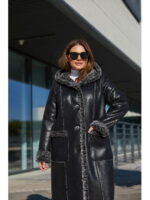 Зимняя дубленка б черная