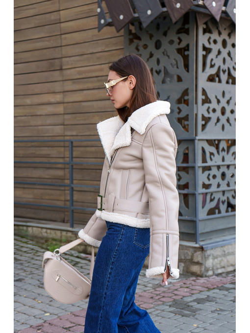 Зимняя дубленка бежевая — изображение 5