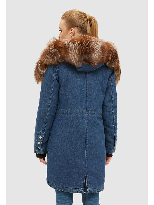 Зимняя джинсовая парка синяя — изображение 5