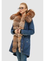 Зимняя джинсовая парка синяя