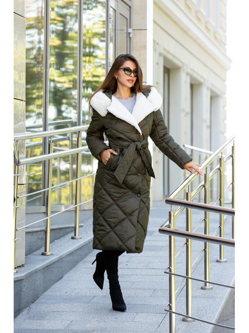 Зимнее пальто хаки — изображение 4